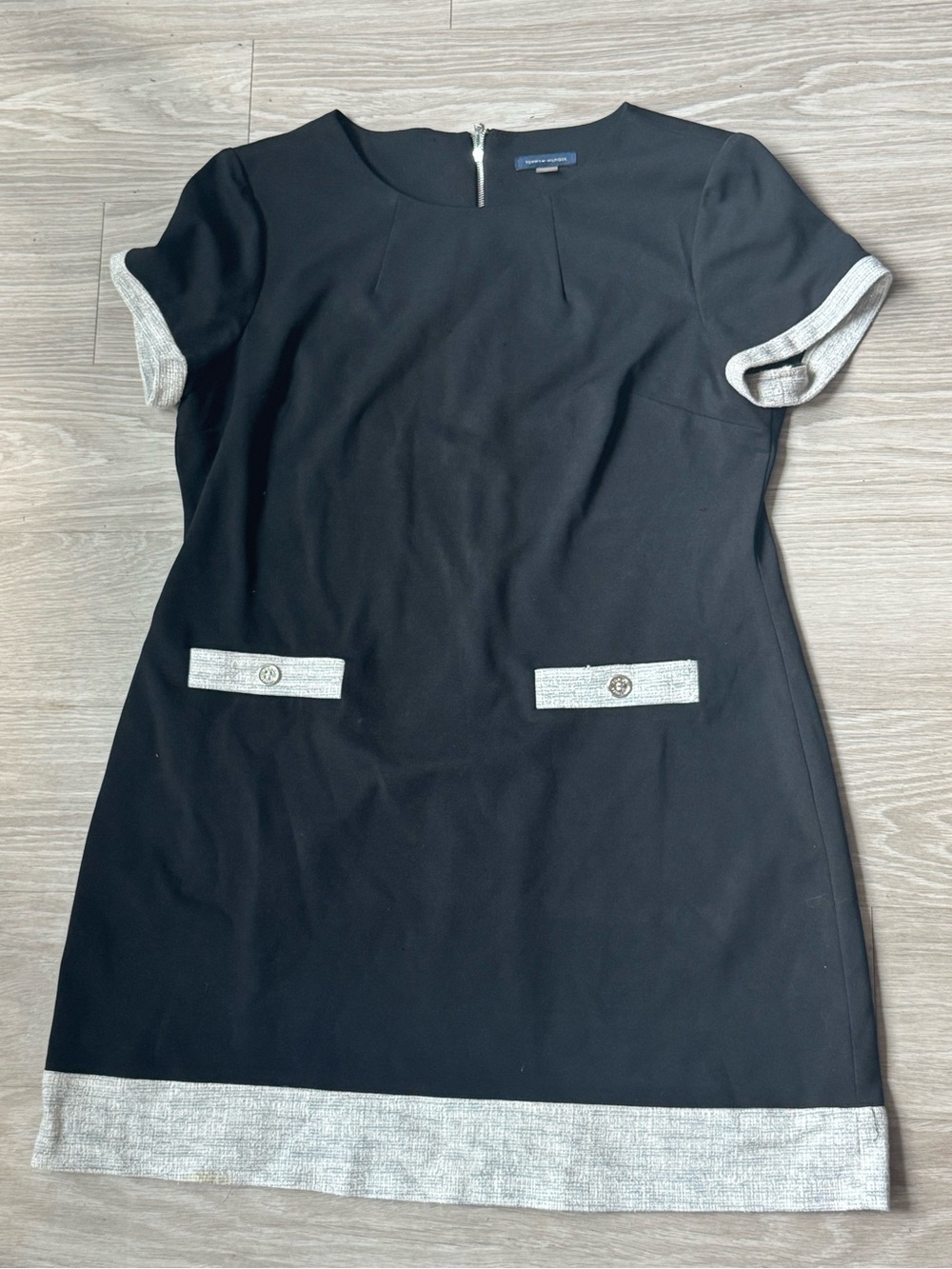 Tommy Hilfiger Black Mini Shift Dress with Silver Trim